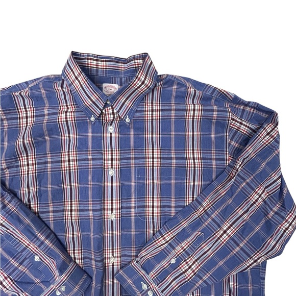 Madison Other - Brooks Brothers Madison Supima Cotton Plaid Men's Shirt XXL Blue Red Long Sleeve